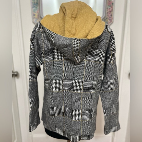 Bartolini Cashmere/Wool Blend Plaid Open Front Hooded Cardigan Sweater - Picture 8 of 14